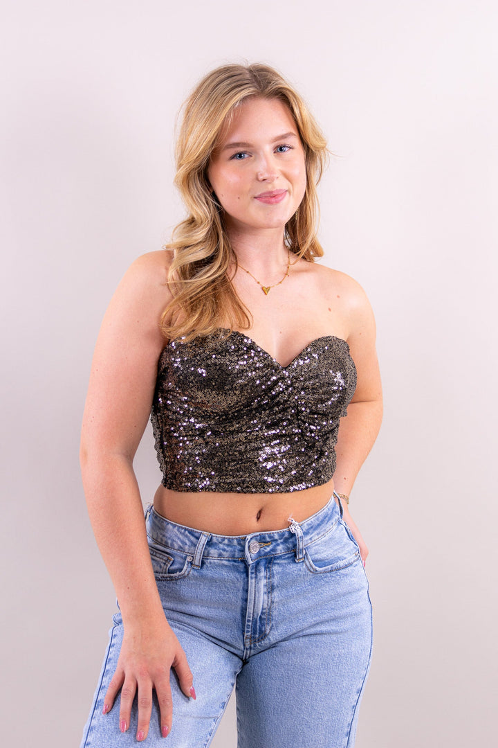 Maya glitter strapless top